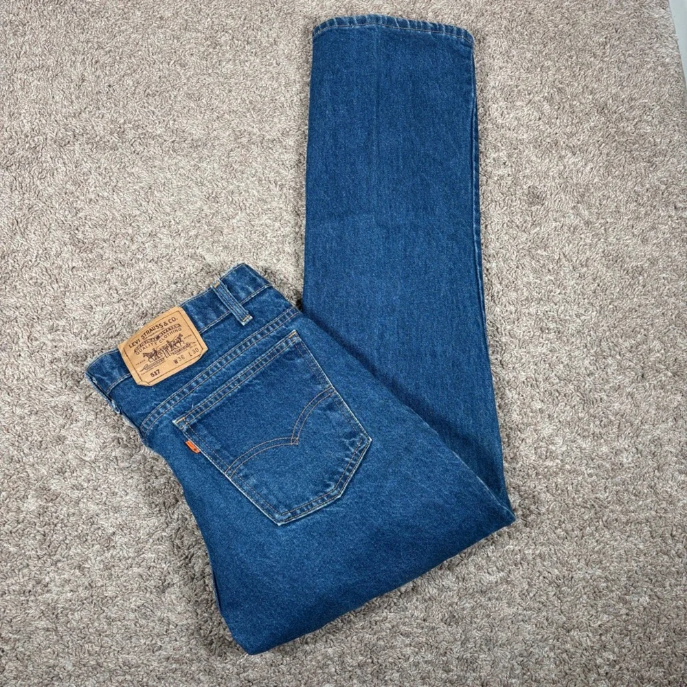 Vintage Levis 517 Orange Tab Jeans Mens 36x30 Medium Wash Bootcut Made in‎ USA